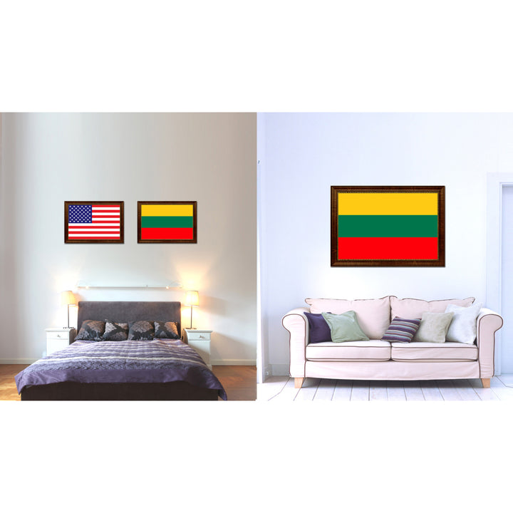 Lithuania Country Flag Canvas Print with Picture Frame  Gifts Wall Image 2