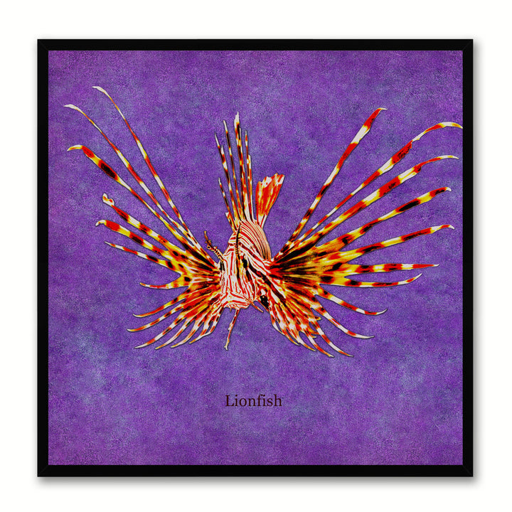 Lionfish Purple Canvas Print with Picture Frames Office  Wall Art Gifts Image 1