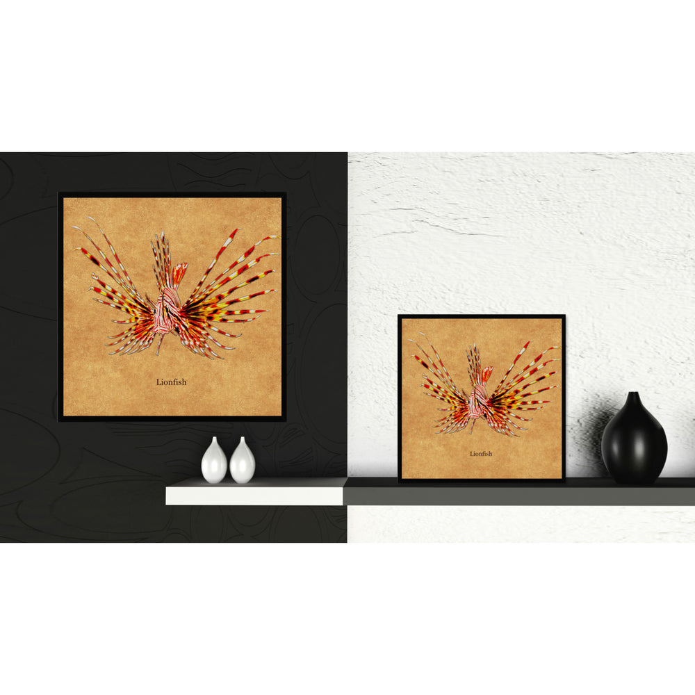 Lionfish Brown Canvas Print with Picture Frames Office  Wall Art Gifts Image 2