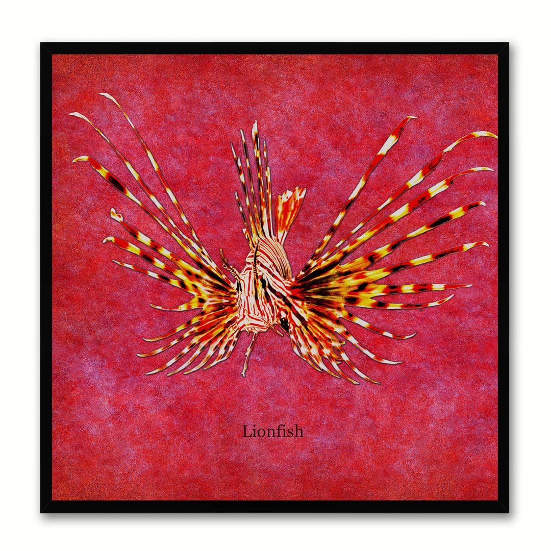 Lionfish Red Canvas Print with Picture Frames Office  Wall Art Gifts Image 1