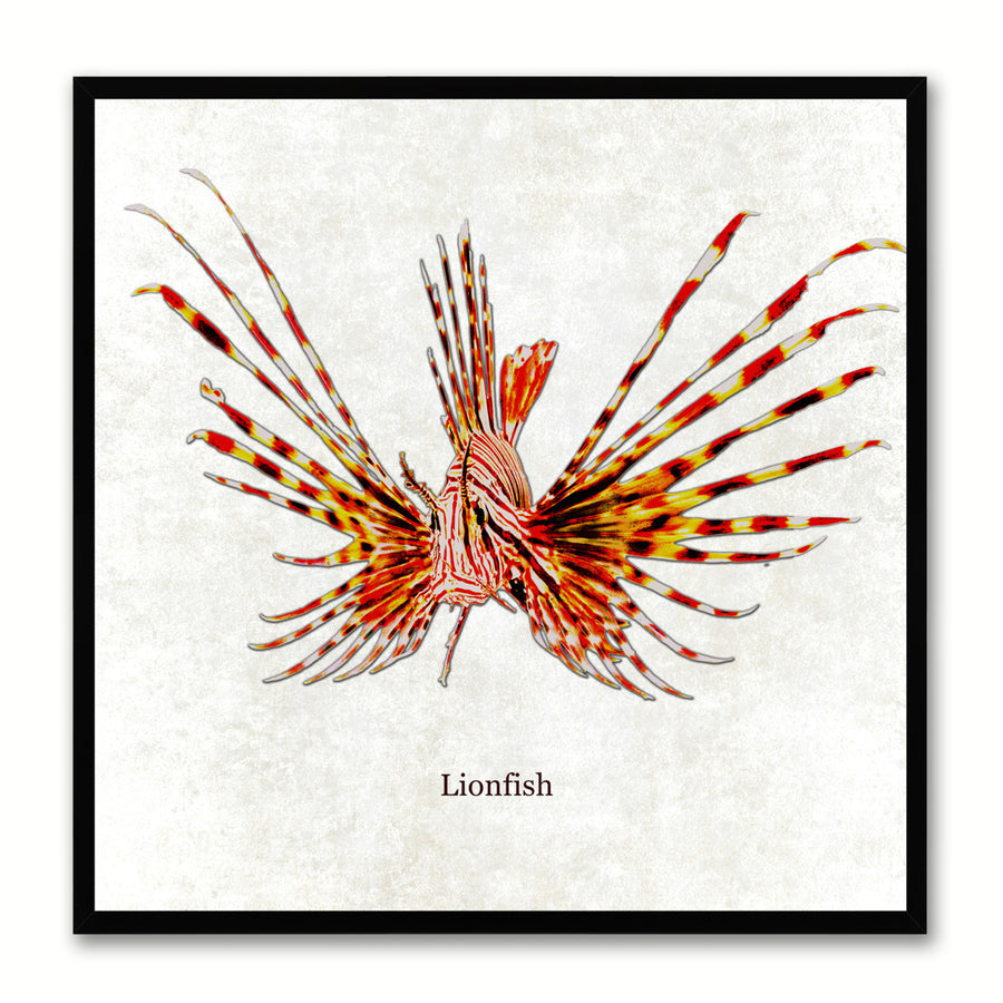 Lionfish White Canvas Print with Picture Frames Office  Wall Art Gifts Image 1