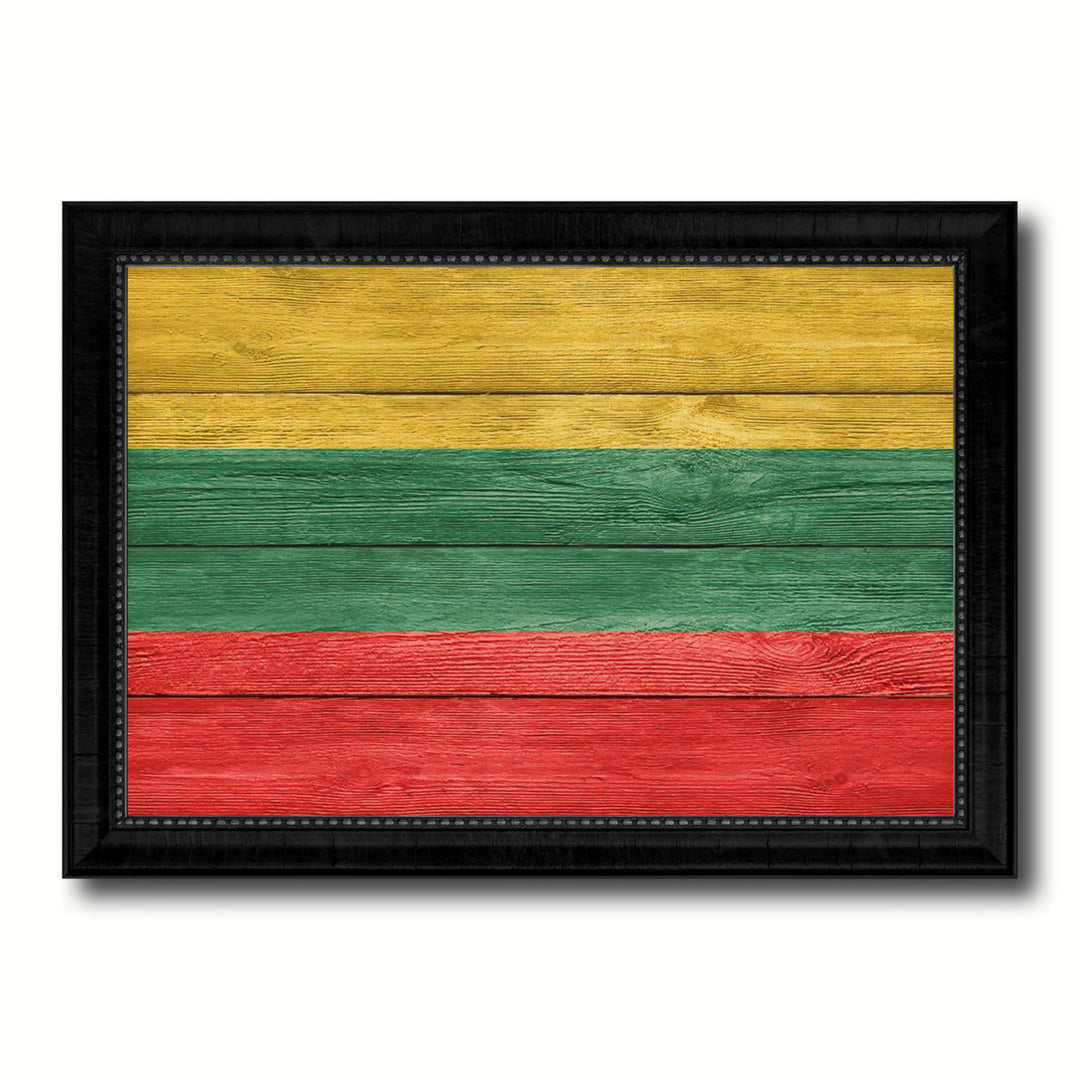Lithuania Country Flag Texture Canvas Print with Picture Frame  Wall Art Gift Ideas Image 1