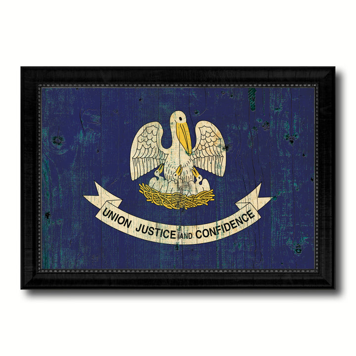 Louisiana Vintage Flag Canvas Print with Picture Frame  Wall Art Gift Image 1