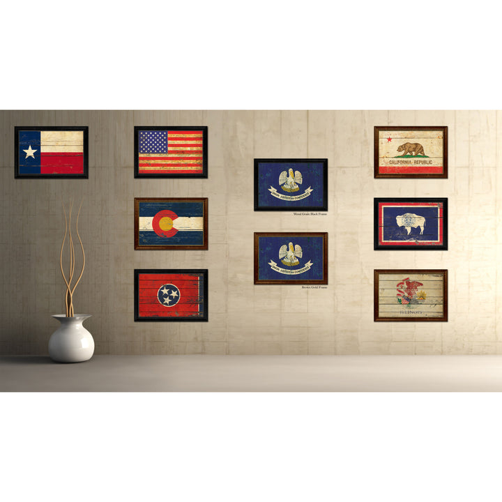 Louisiana Vintage Flag Canvas Print with Picture Frame  Wall Art Gift Image 3