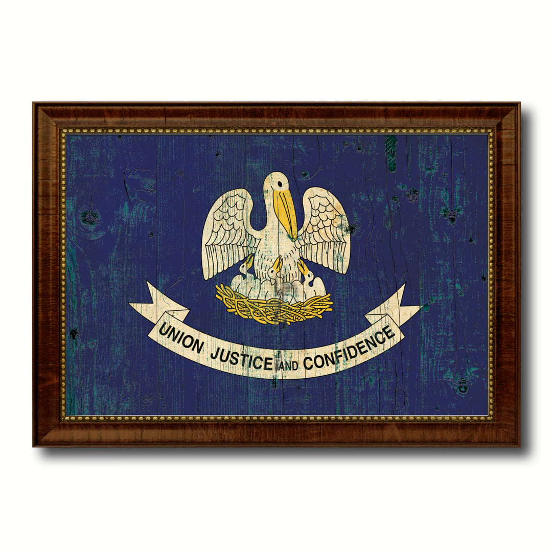 Louisiana Vintage Flag Canvas Print with Picture Frame Gift Ideas  Wall Art Decoration Image 1