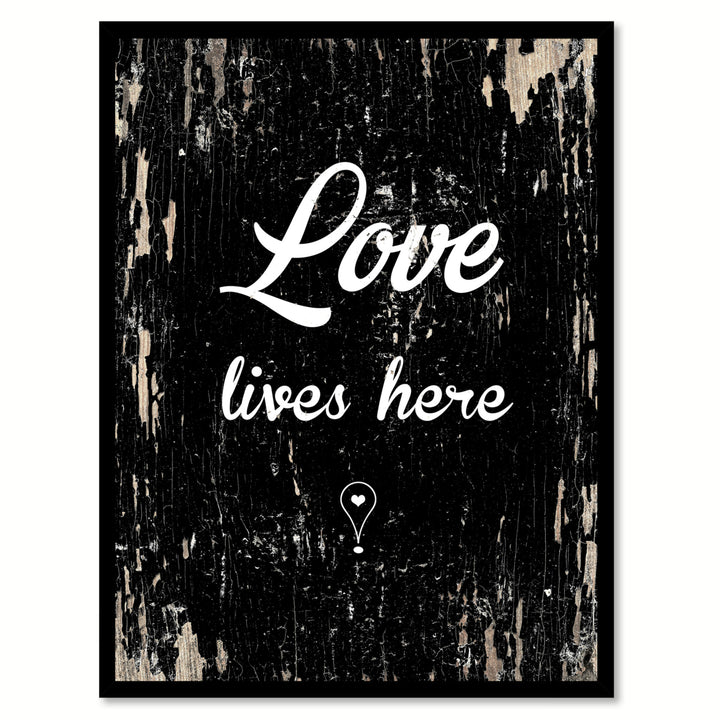 Love Lives Here Quote Saying Canvas Print with Picture Frame Gift Ideas  Wall Art Decoration Image 1