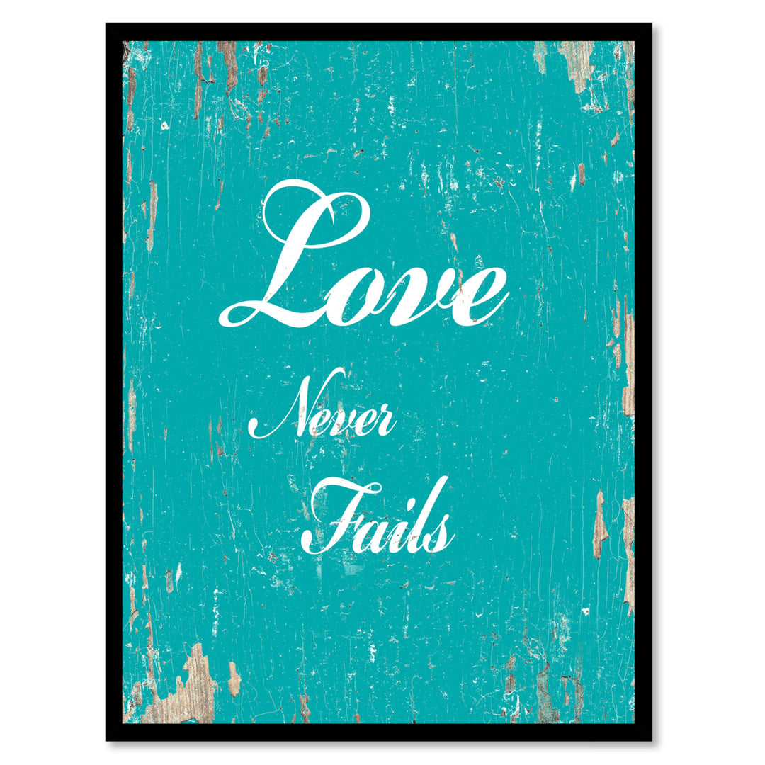 Love Never Fails Quote Saying Canvas Print with Picture Frame Gift Ideas  Wall Art Decoration 111571 Image 1