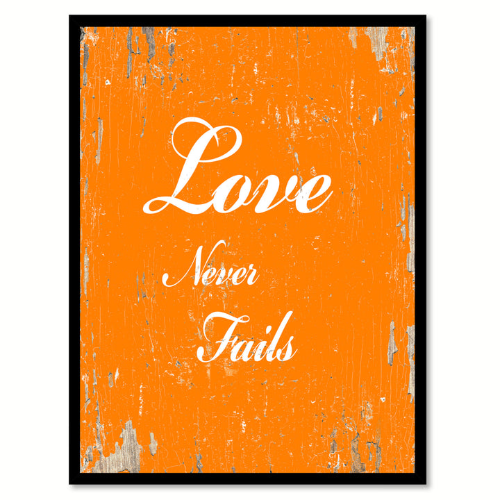 Love Never Fails Quote Saying Canvas Print with Picture Frame Gift Ideas  Wall Art Decoration 111573 Image 1