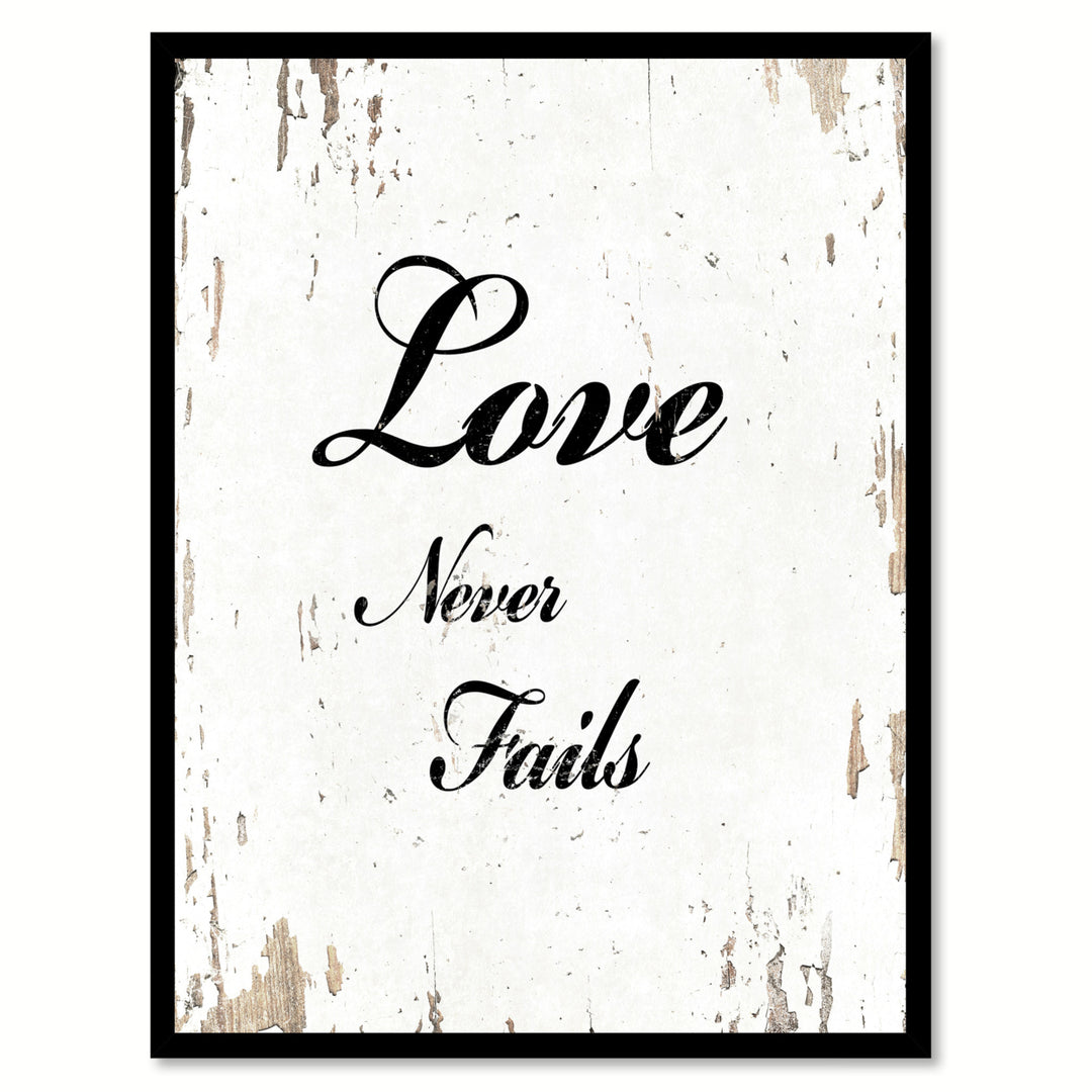 Love Never Fails Quote Saying Canvas Print with Picture Frame Gift Ideas  Wall Art Decoration 111574 Image 1