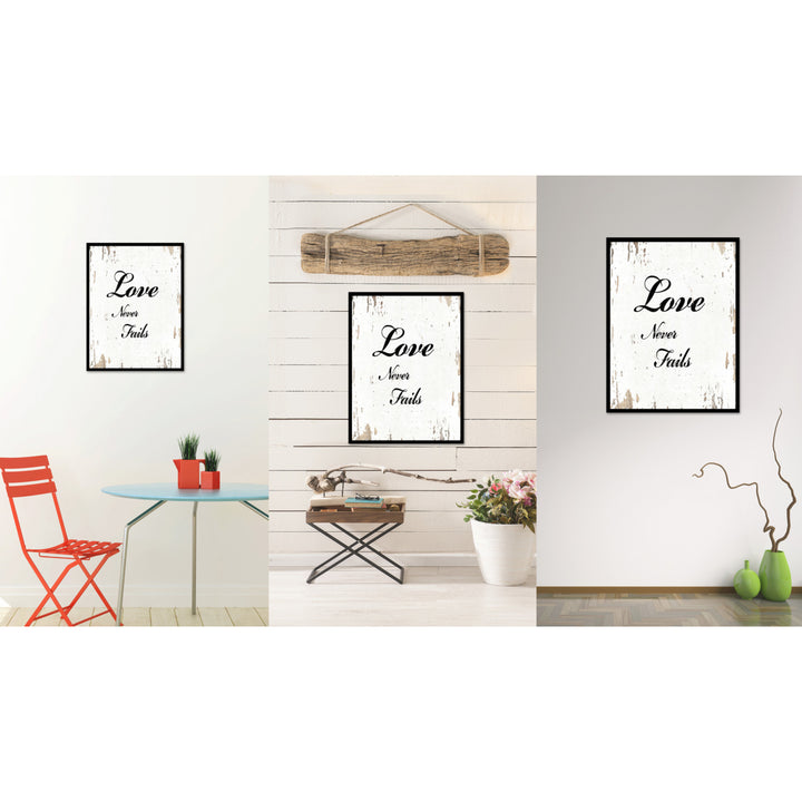 Love Never Fails Quote Saying Canvas Print with Picture Frame Gift Ideas  Wall Art Decoration 111574 Image 2