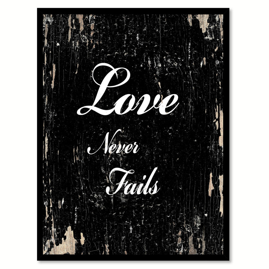 Love Never Fails Quote Saying Canvas Print with Picture Frame Gift Ideas  Wall Art Decoration 111572 Image 1