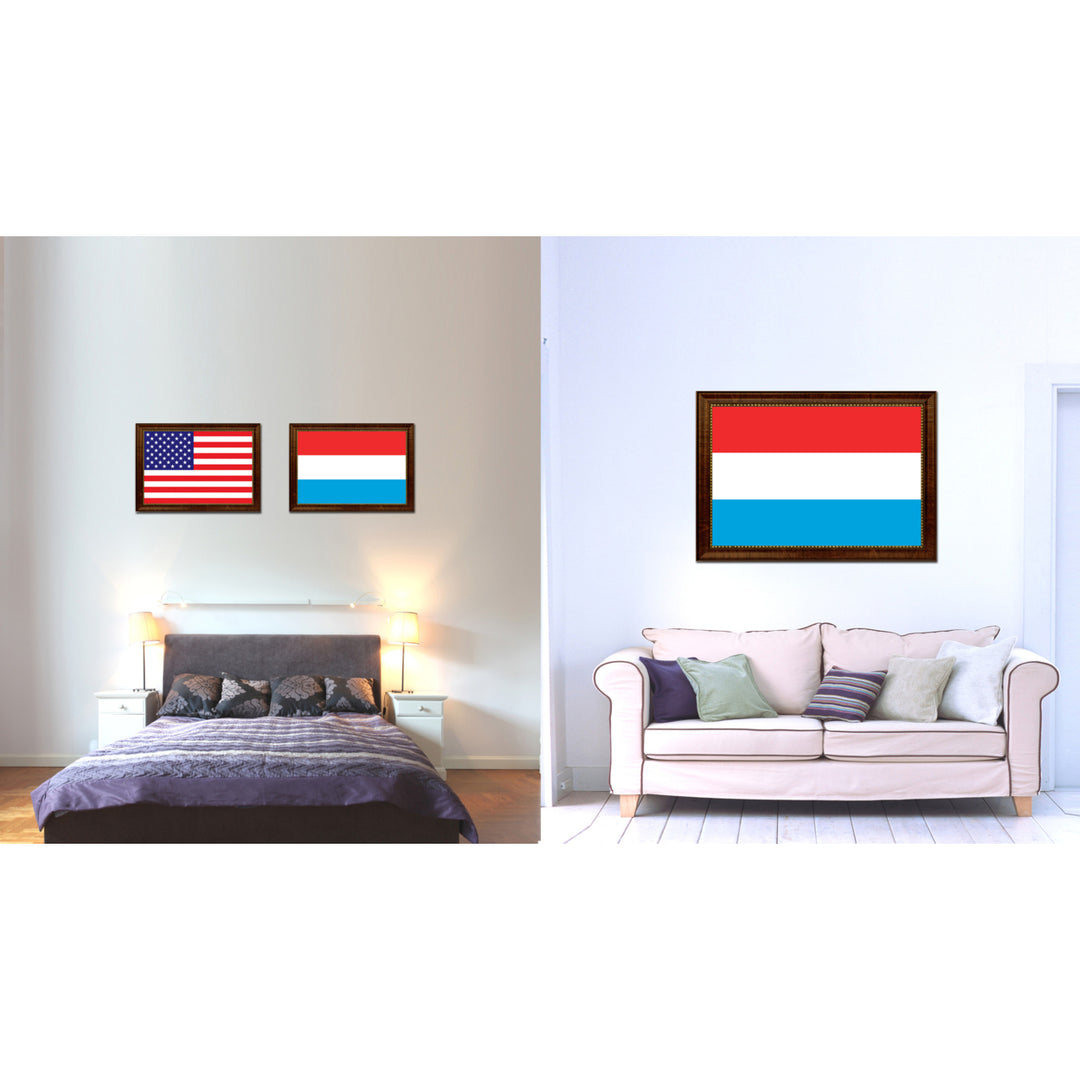 Luxembourg Country Flag Canvas Print with Picture Frame  Gifts Wall Image 2