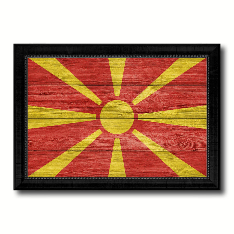 Macedonia Country Flag Texture Canvas Print with Picture Frame  Wall Art Gift Ideas Image 1