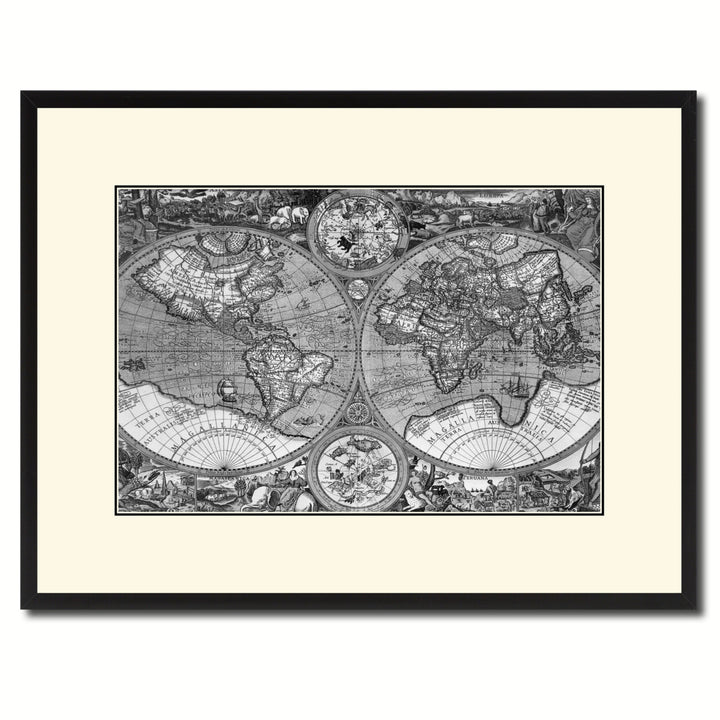 Macro Closeup Vintage BandW Map Canvas Print with Picture Frame  Wall Art Gift Ideas Image 1