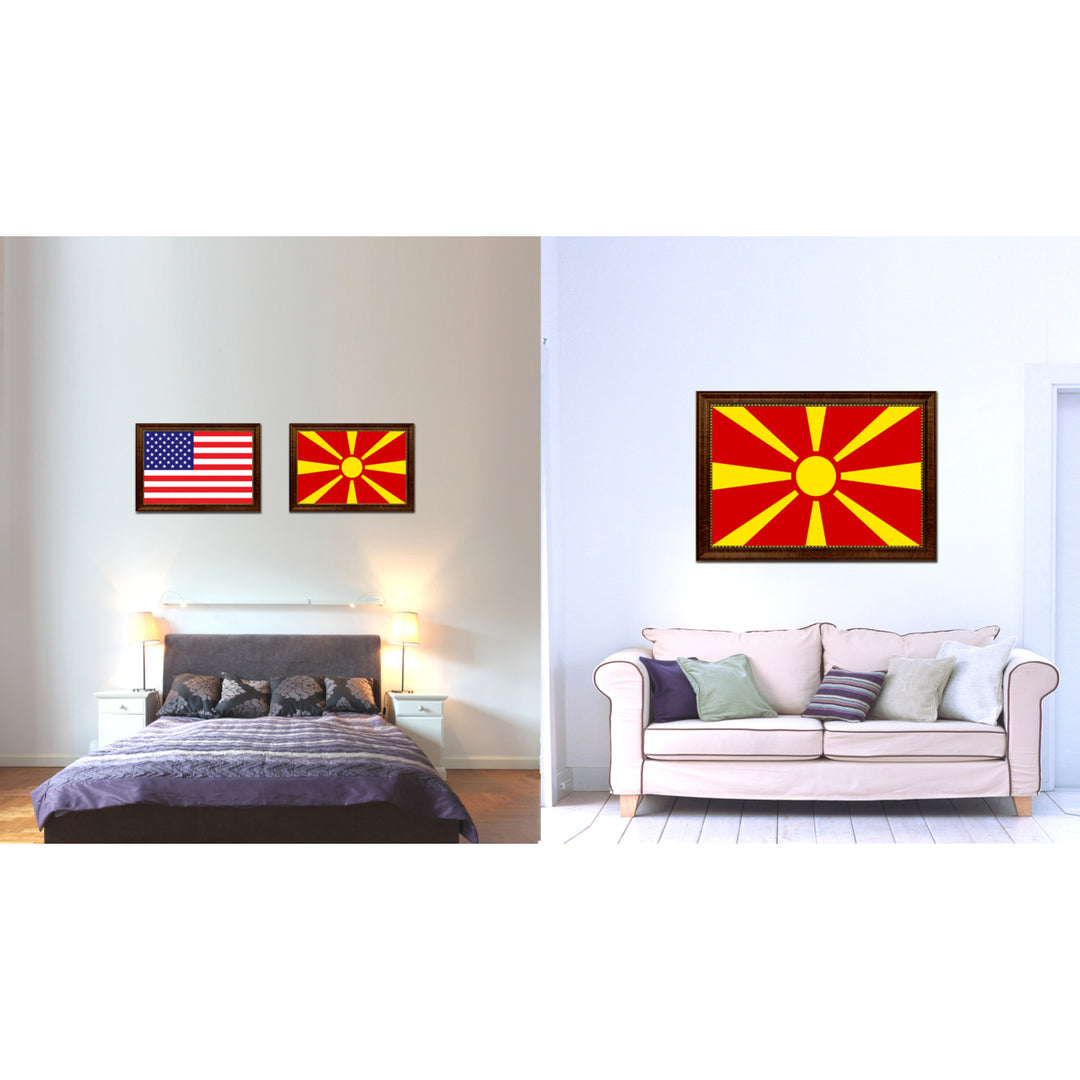Macedonia Country Flag Canvas Print with Picture Frame  Gifts Wall Image 2