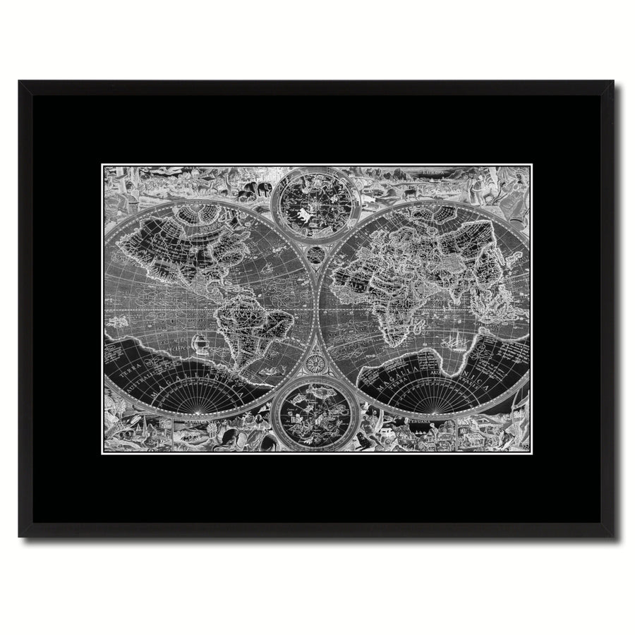 Macro Closeup Vintage Monochrome Map Canvas Print with Gifts Picture Frame  Wall Art Image 1