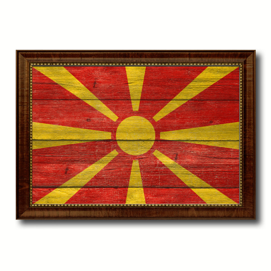 Macedonia Country Flag Texture Canvas Print with Custom Frame  Gift Ideas Wall Decoration Image 1