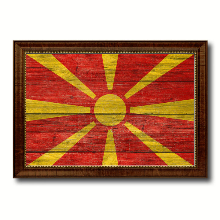 Macedonia Country Flag Texture Canvas Print with Custom Frame  Gift Ideas Wall Decoration Image 1