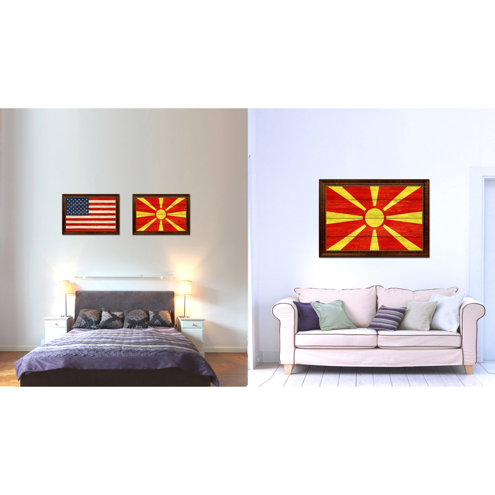 Macedonia Country Flag Texture Canvas Print with Custom Frame  Gift Ideas Wall Decoration Image 2