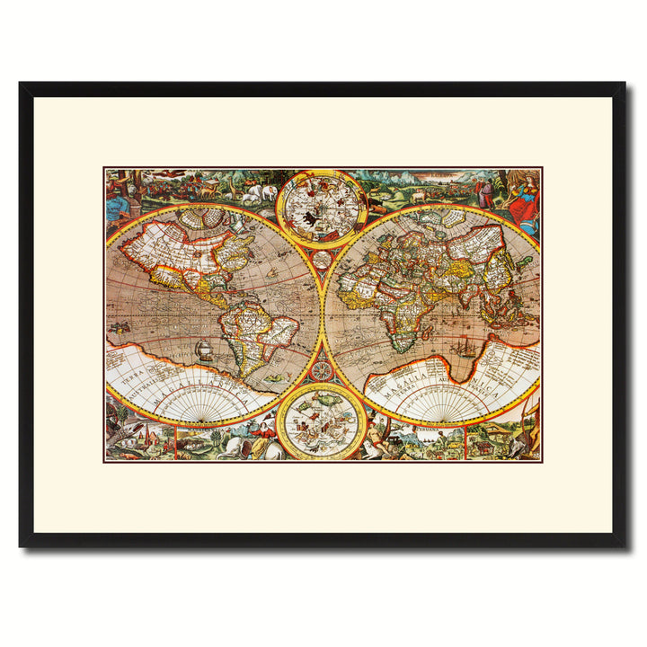 Macro Closeup Vintage Antique Map Wall Art  Gift Ideas Canvas Print Custom Picture Frame Image 1