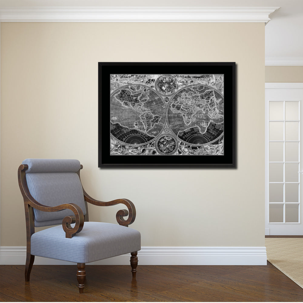 Macro Closeup Vintage Monochrome Map Canvas Print with Gifts Picture Frame  Wall Art Image 2