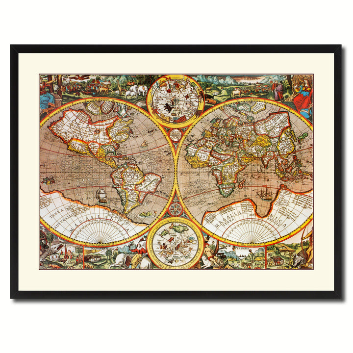 Macro Closeup Vintage Antique Map Wall Art  Gift Ideas Canvas Print Custom Picture Frame Image 3