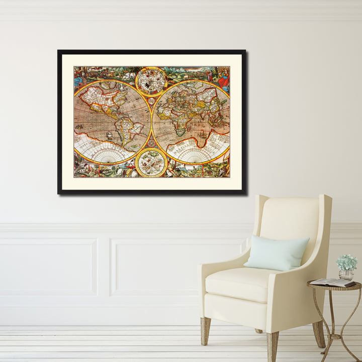 Macro Closeup Vintage Antique Map Wall Art  Gift Ideas Canvas Print Custom Picture Frame Image 5