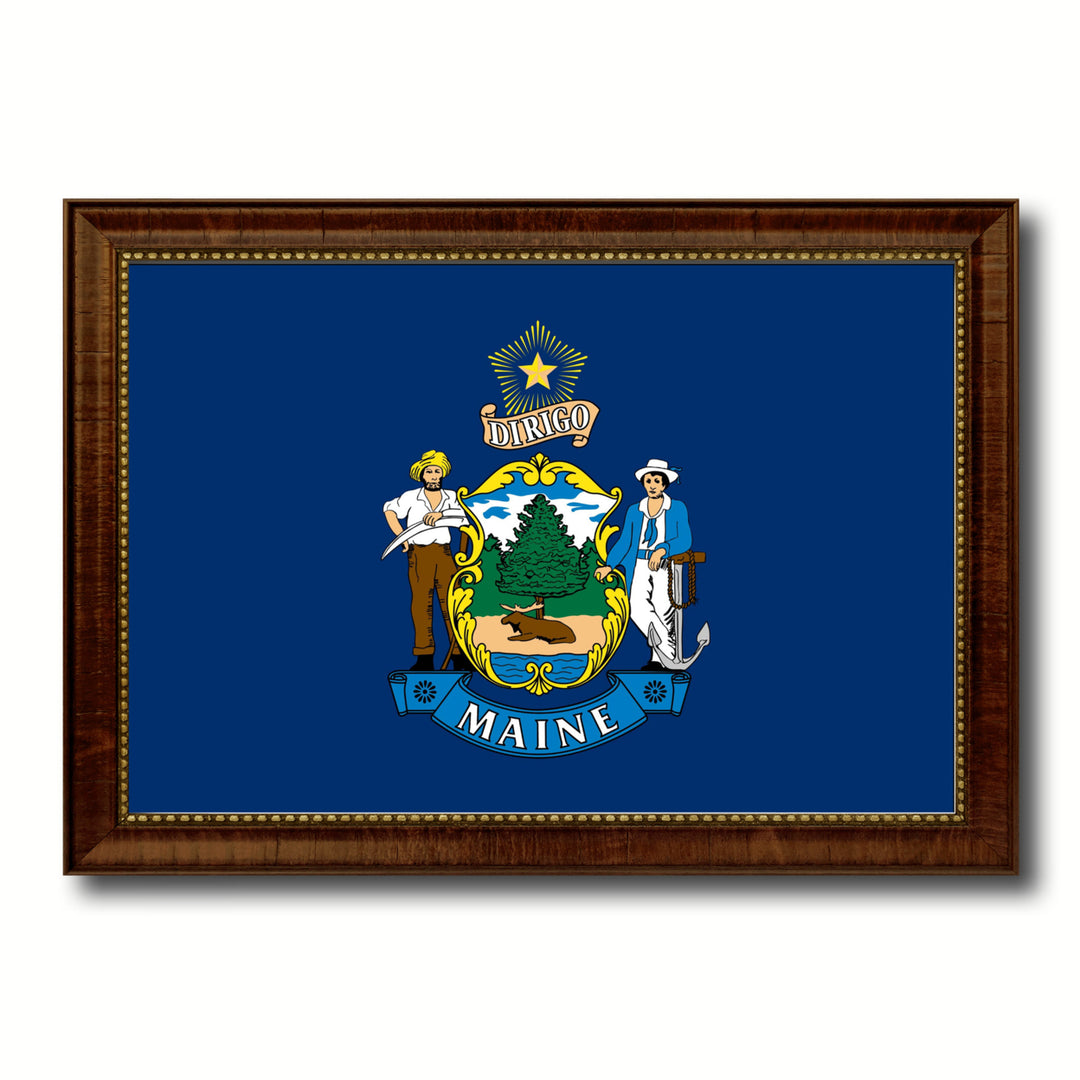 Maine State Flag Canvas Print with Picture Frame Gift Ideas  Wall Art Decoration Image 1