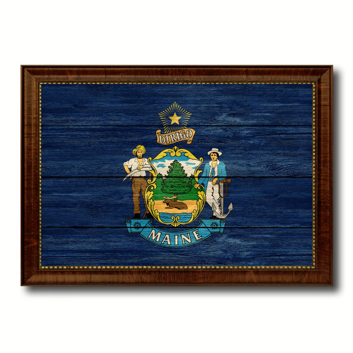 Maine Texture Flag Canvas Print with Picture Frame Gift Ideas  Wall Art Decoration Image 1