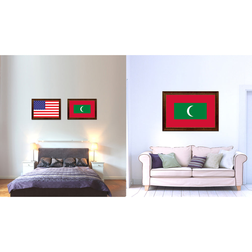 Maldives Country Flag Canvas Print with Picture Frame  Gifts Wall Image 2