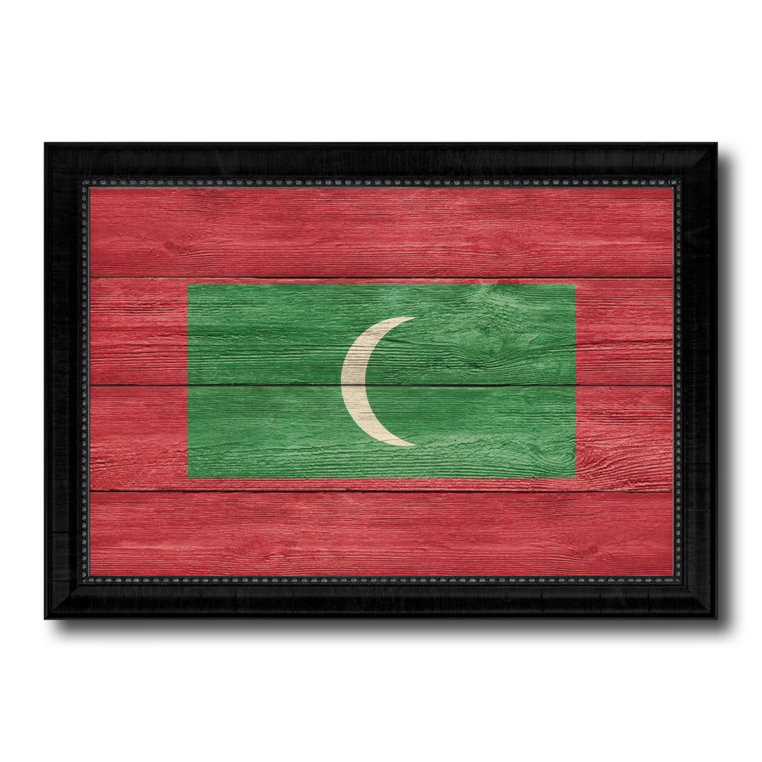 Maldives Country Flag Texture Canvas Print with Picture Frame  Wall Art Gift Ideas Image 1