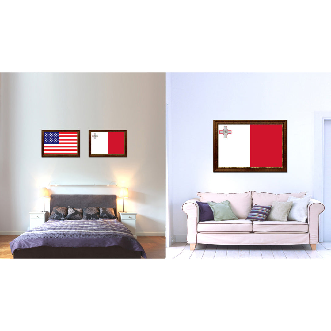 Malta Country Flag Canvas Print with Picture Frame  Gifts Wall Image 2