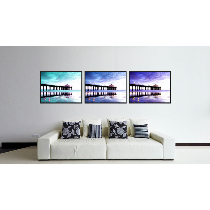 Manhattan Beach California Aqua Landscape Photo Canvas Print Pictures Frames  Wall Art Gifts Image 2