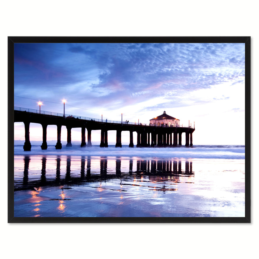 Manhattan Beach California Blue Landscape Photo Canvas Print Pictures Frames  Wall Art Gifts Image 1