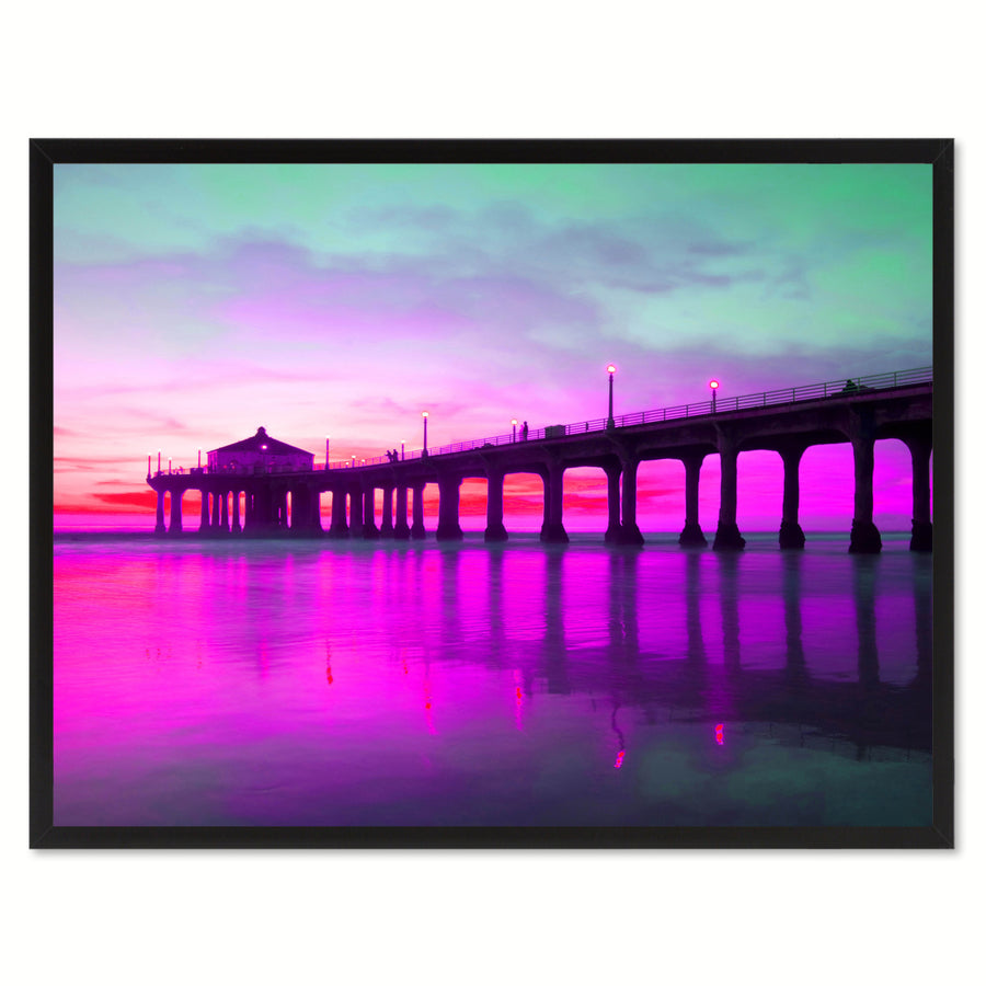 Manhattan Beach California Pink Landscape Photo Canvas Print Pictures Frames  Wall Art Gifts Image 1