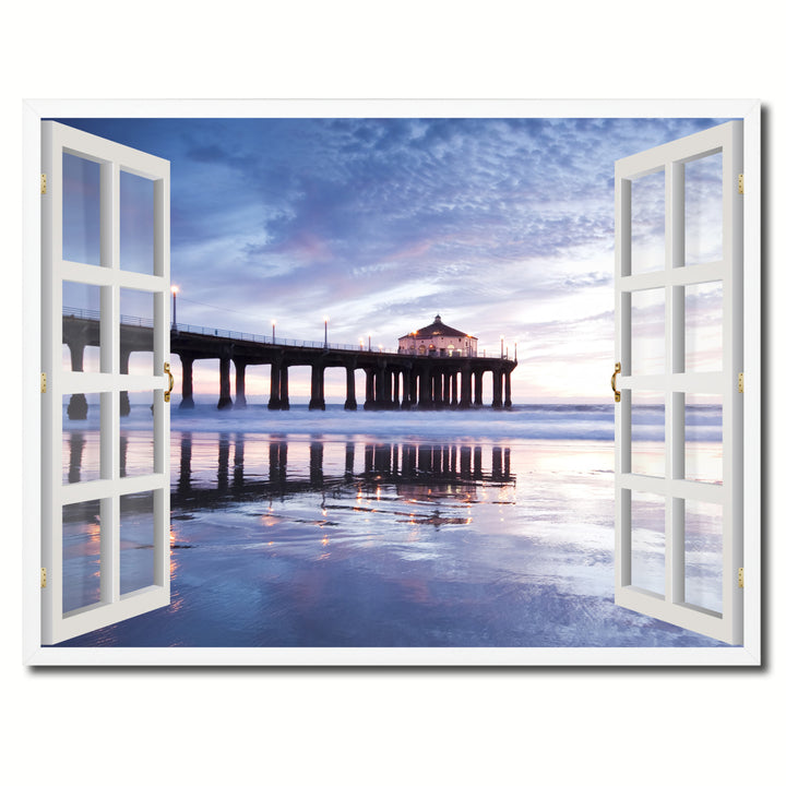 Manhattan Beach California Picture 3D French Window Canvas Print  Wall Frames Image 1