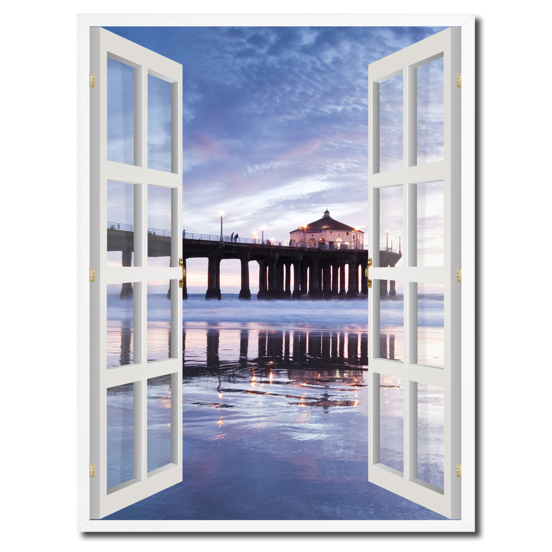 Manhattan Beach California Picture 3D French Window Canvas Print Gifts  Wall Frames Image 1
