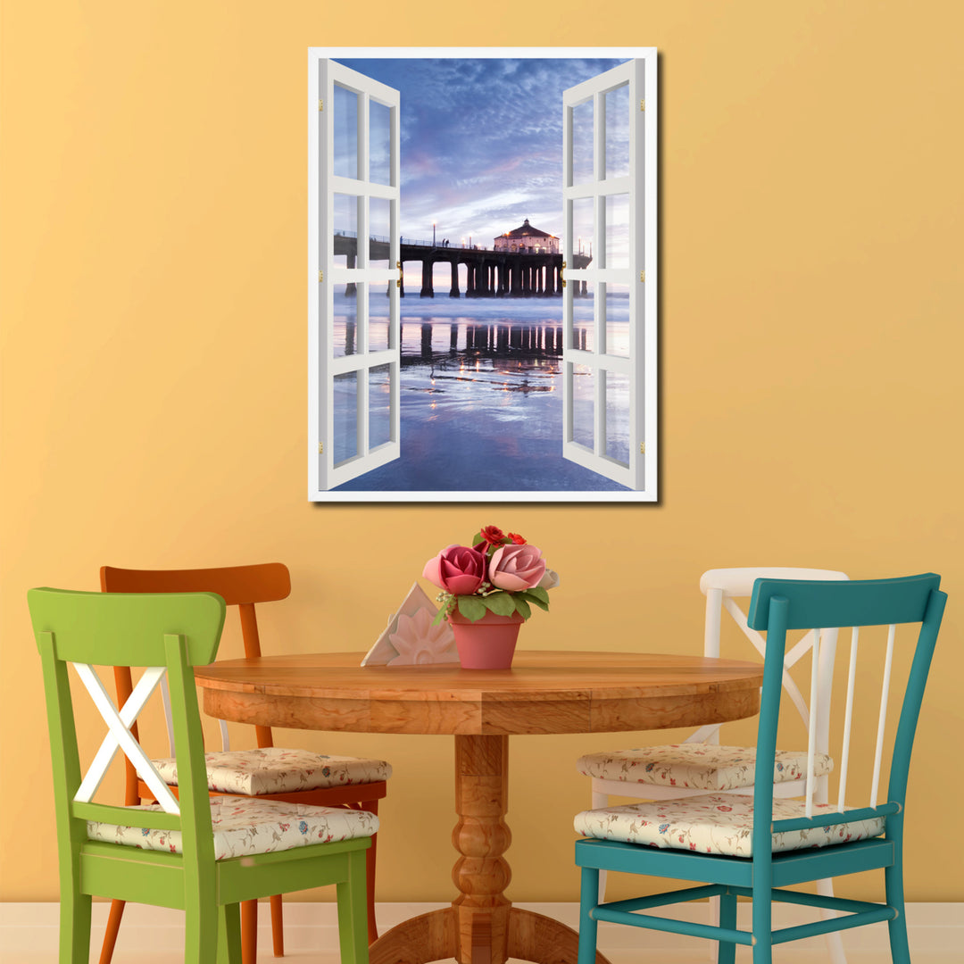 Manhattan Beach California Picture 3D French Window Canvas Print Gifts  Wall Frames Image 2