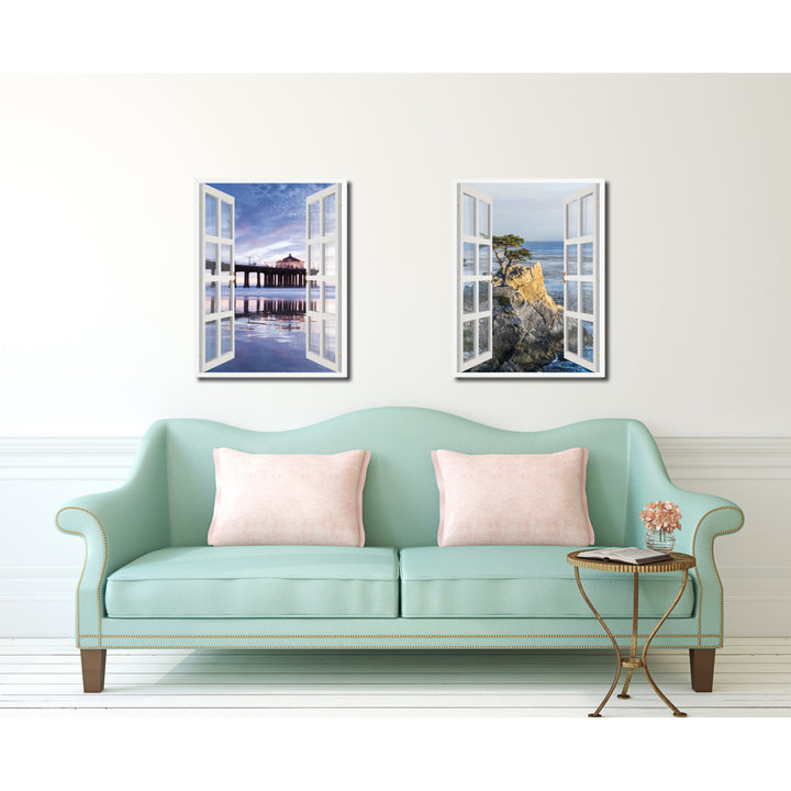 Manhattan Beach California Picture 3D French Window Canvas Print Gifts  Wall Frames Image 3