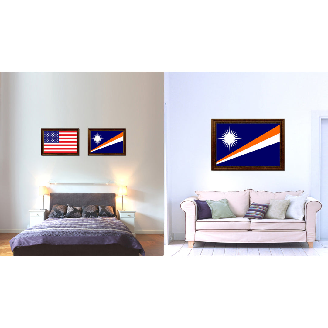 Marshall Islands Country Flag Canvas Print with Picture Frame  Gifts Wall Image 2