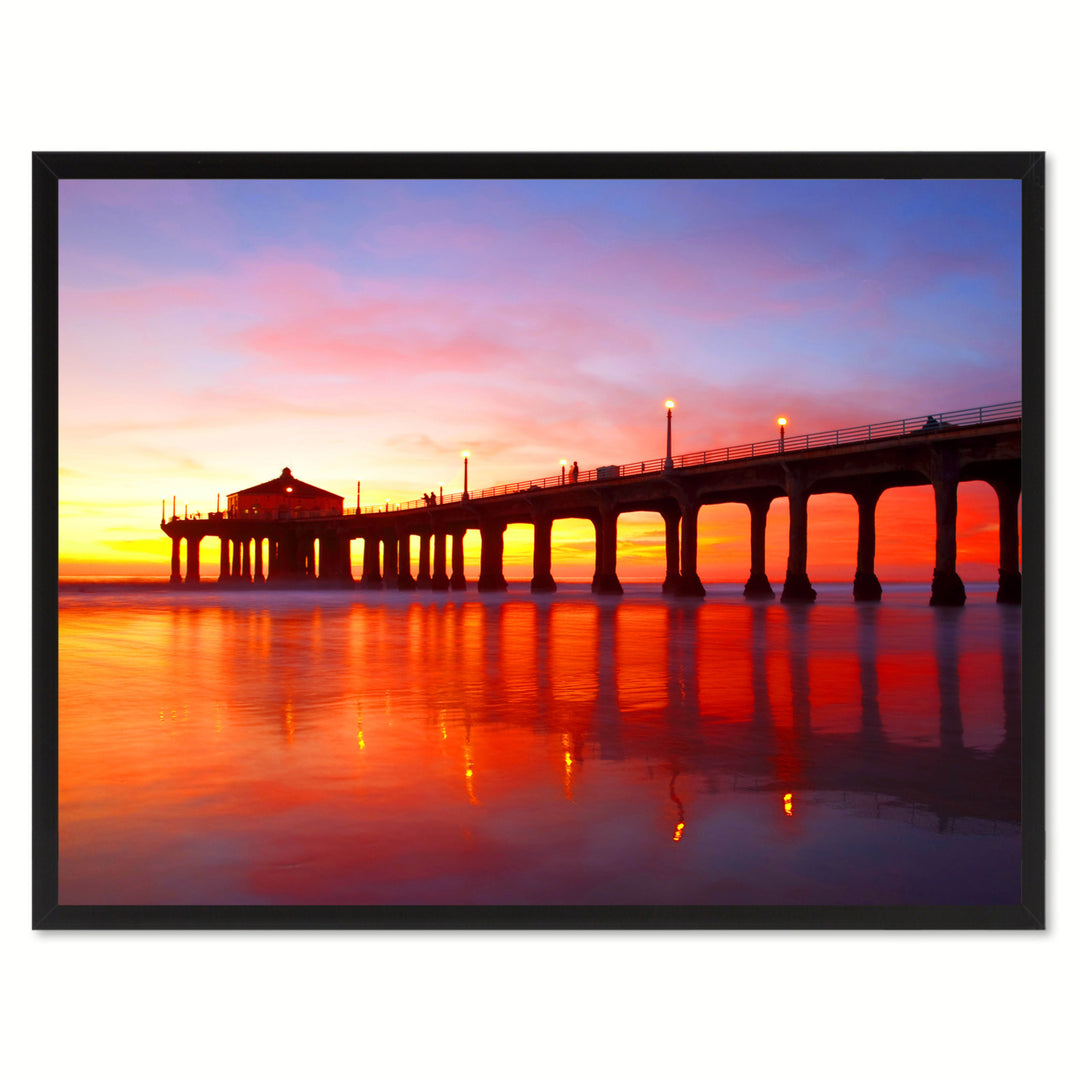 Manhattan Beach California Red Landscape Photo Canvas Print Pictures Frames  Wall Art Gifts Image 1