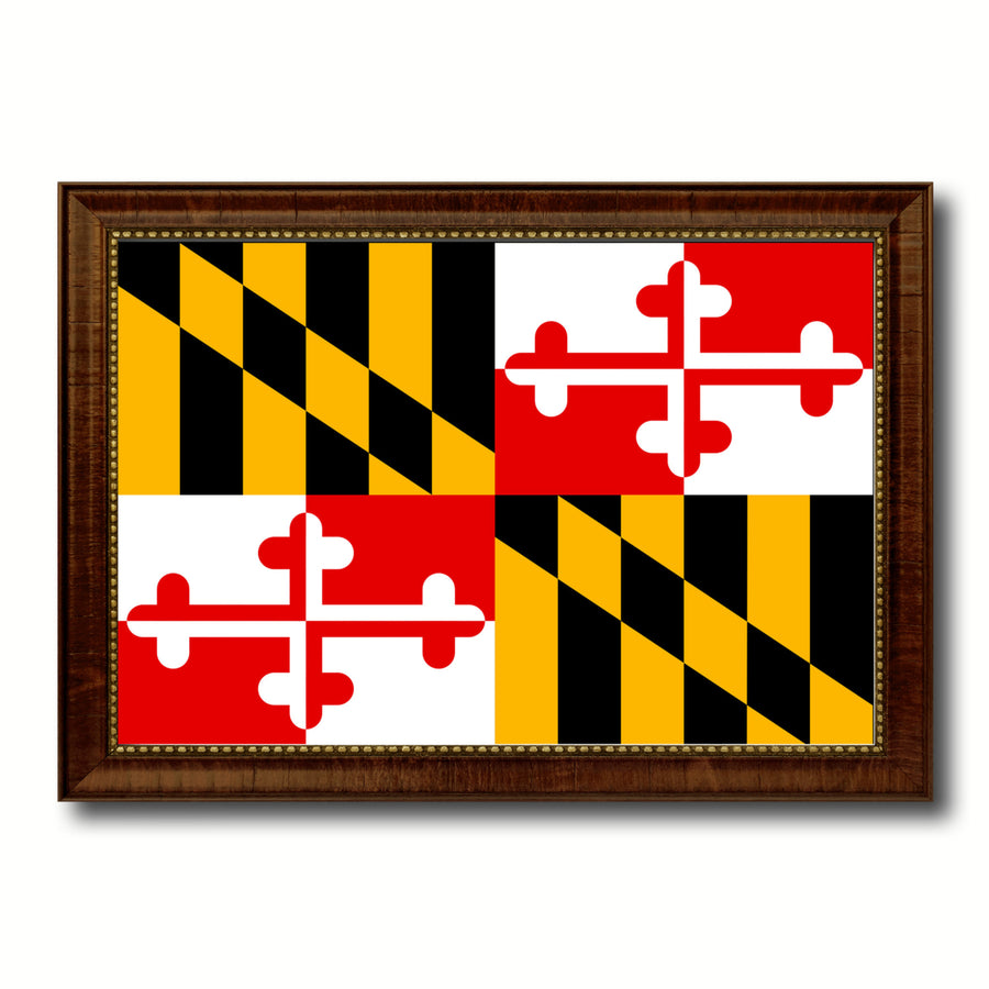 Maryland State Flag Canvas Print with Picture Frame Gift Ideas  Wall Art Image 1