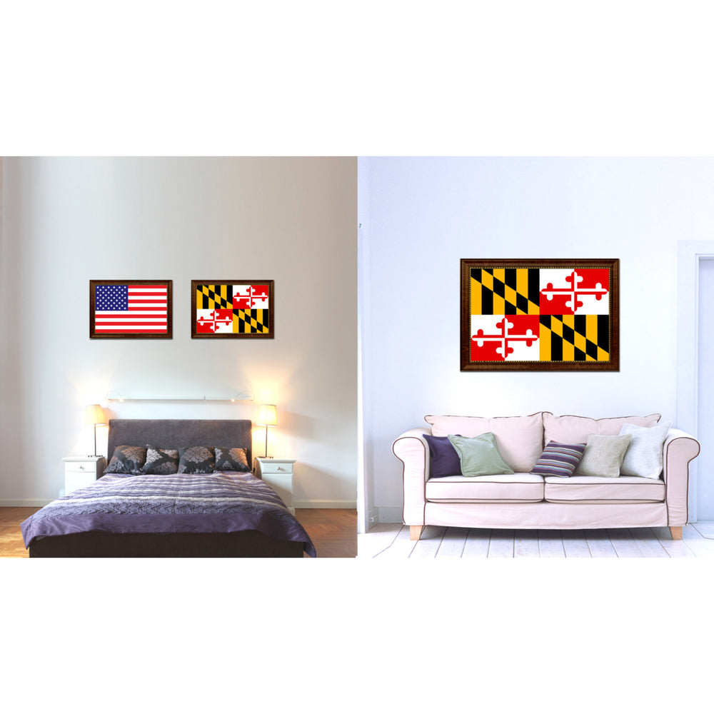 Maryland State Flag Canvas Print with Picture Frame Gift Ideas  Wall Art Image 2