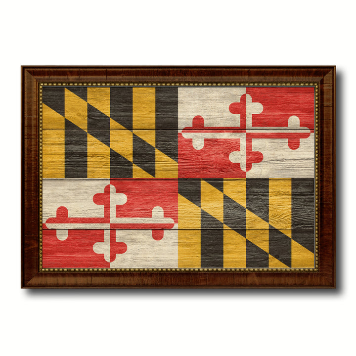Maryland Texture Flag Canvas Print with Picture Frame Gift Ideas  Wall Art Decoration Image 1