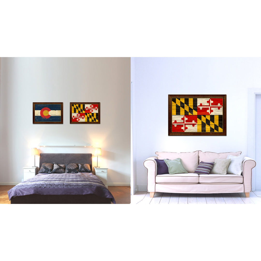 Maryland Texture Flag Canvas Print with Picture Frame Gift Ideas  Wall Art Decoration Image 2