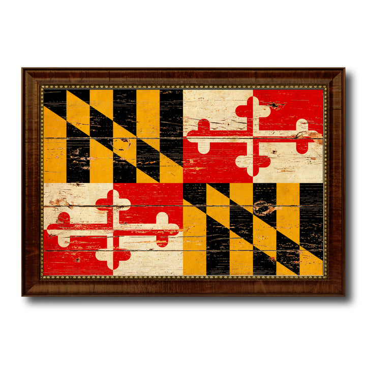 Maryland Vintage Flag Canvas Print with Picture Frame Gift Ideas  Wall Art Decoration Image 1