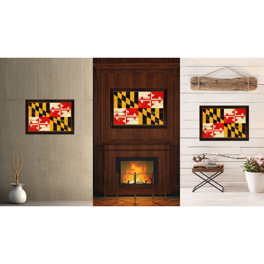 Maryland Vintage Flag Canvas Print with Picture Frame Gift Ideas  Wall Art Decoration Image 2