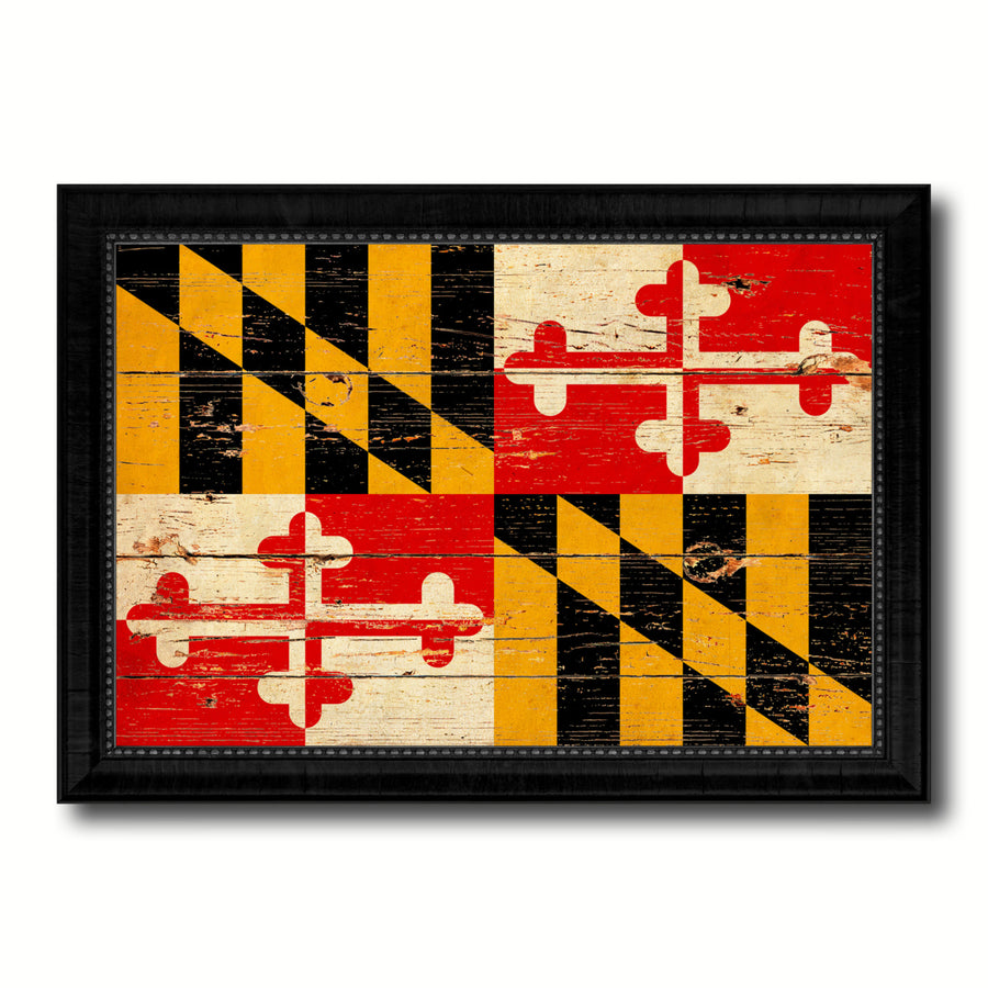 Maryland Vintage Flag Canvas Print with Picture Frame  Wall Art Gift Image 1