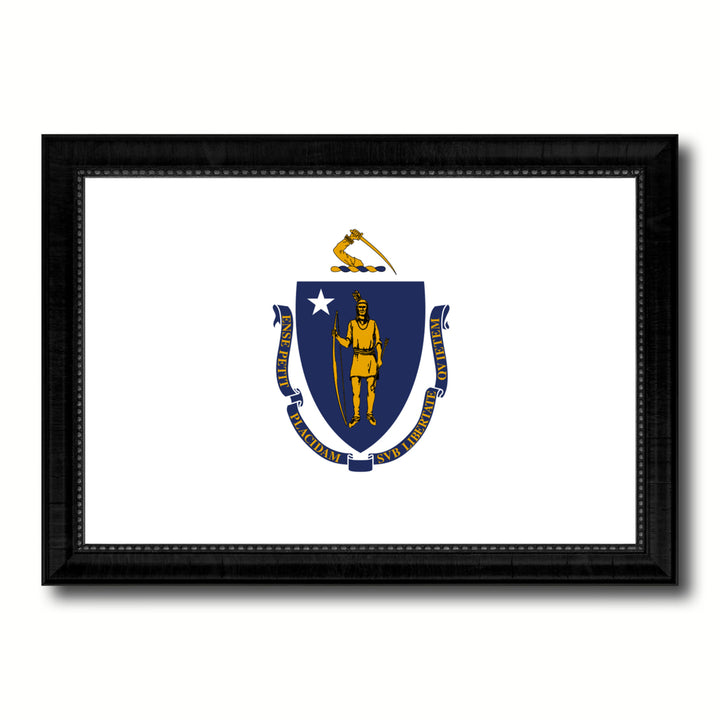 Massachusetts State Flag Canvas Print with Picture Frame Gift Ideas  Wall Art Decoration Image 1