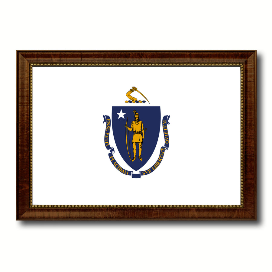 Massachusetts State Flag Canvas Print with Picture Frame  Wall Art Gift Image 1